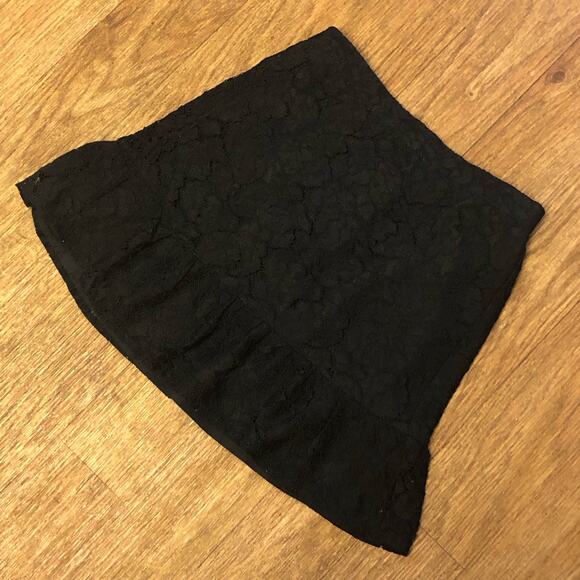 J. Crew Black Floral Lace Trumpet Mini Skirt Size 00 - Picture 1 of 10